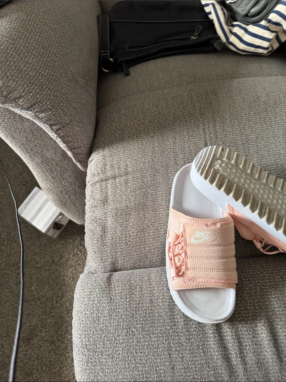 Nike Peach Slide Sandals with White Footbed